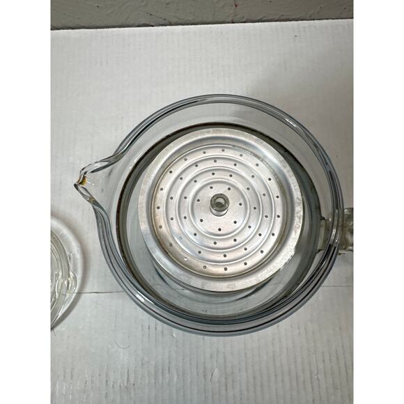 Pyrex Flameware Glass Coffee Pot Stovetop Percolator 7756 6 Cup Complete - Picture 3 of 5